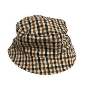 Old Navy Reversible Plaid / Corduroy Bucket Hat ~ Brown / Navy Blue